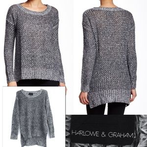 Harlowe & Graham Basket Weave Step Hem Pullover